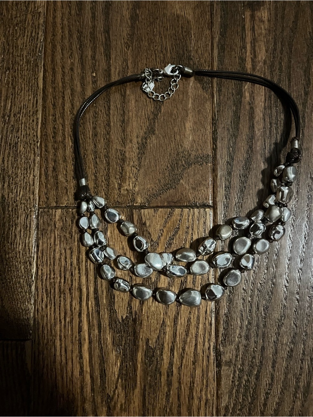 SALE 3/$20 Three-Strand Silver Bead Statement Necklace - Women Jewelry